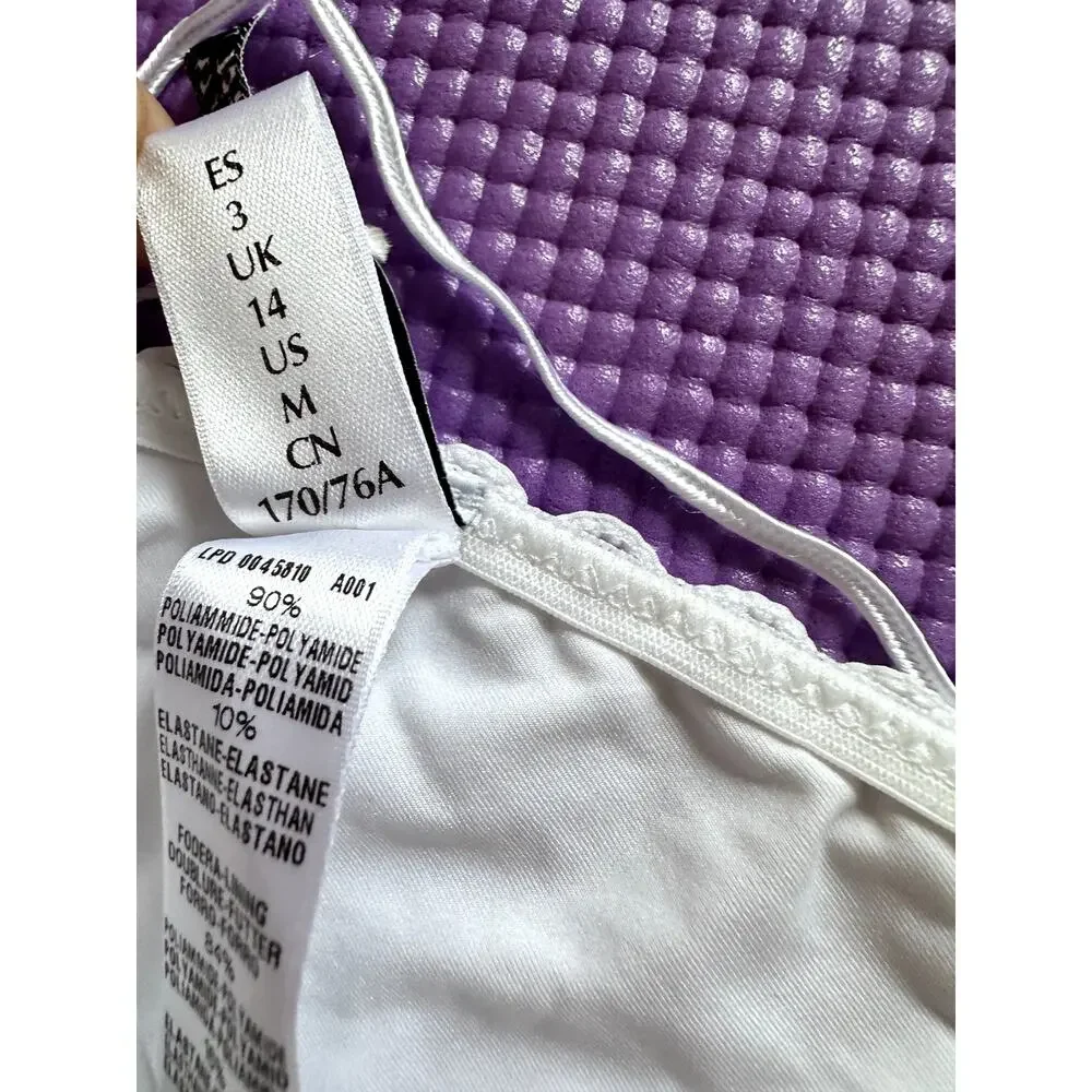 NWT $335 La Perla Etoile High Waist Bikini Bottom White Swimwear Size M